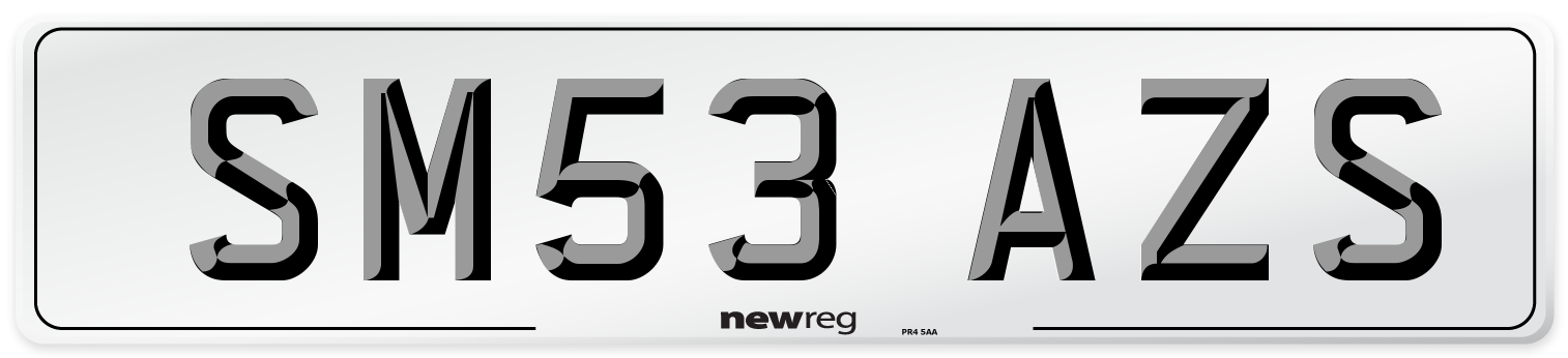 SM53 AZS Number Plate from New Reg